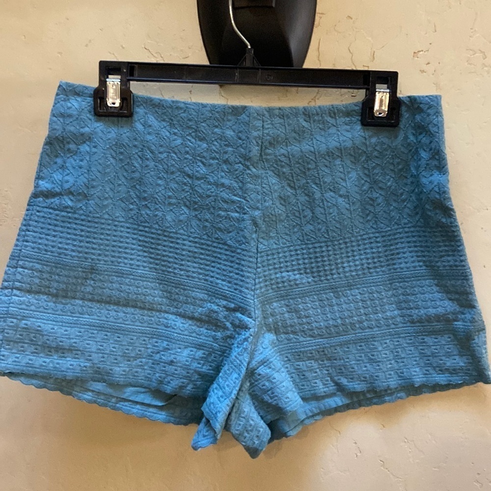 NWT Free People Dusty Blue Sz 8 High Waisted Side Zip Shorts 100% Cotton - Picture 4 of 7